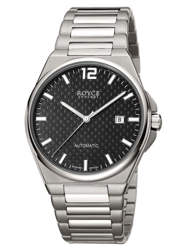 Herrenuhr Royce Automatik Titan mit Saphirglas Schwarz / Silber