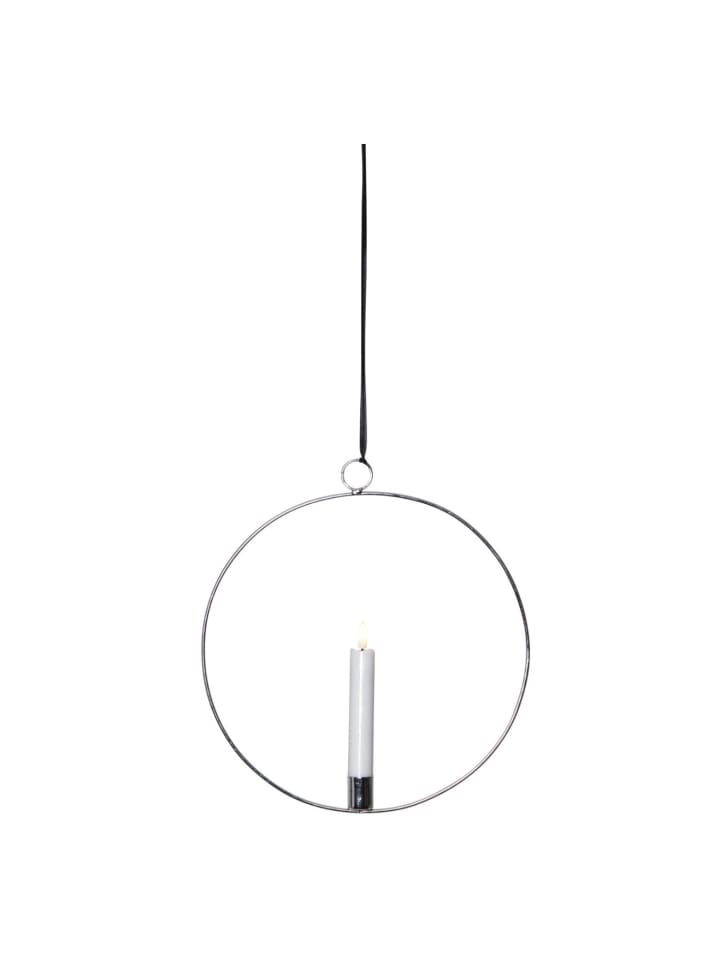 Dekoring mit LED Stabkerze zum Aufhängen Kerzenhalter D: 28,5cm in silber