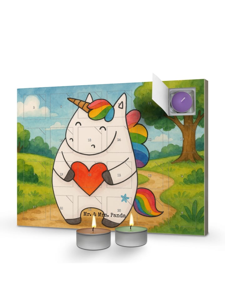 Adventskalender Einhorn Herz Design ohne Spruch in Weiß