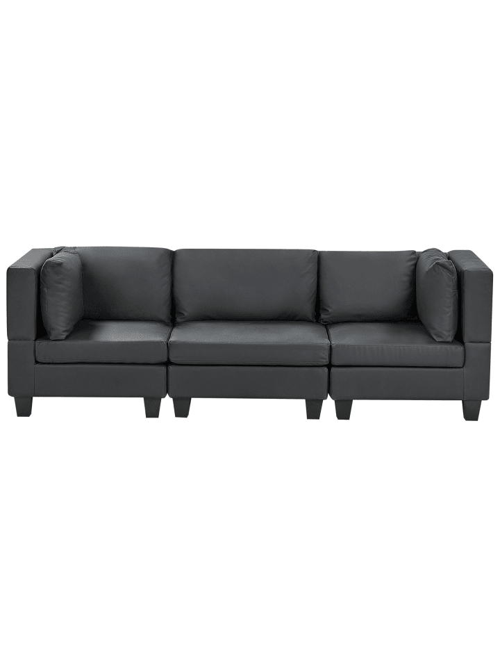 3-tlg 3-Sitzer Sofa UNSTAD in Schwarz