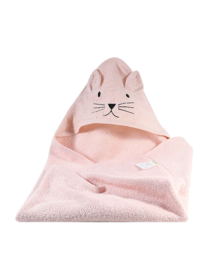 Kapuzenhandtuch Katze in Rosa