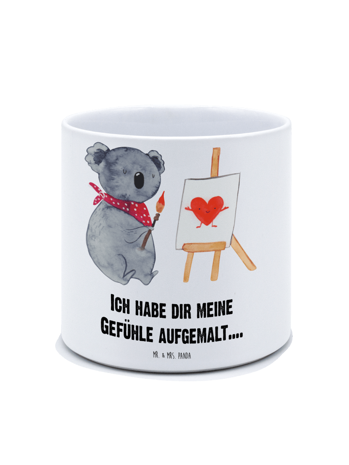 Pflanztopf Groß Koala Künstler mit Spruch in Weiß