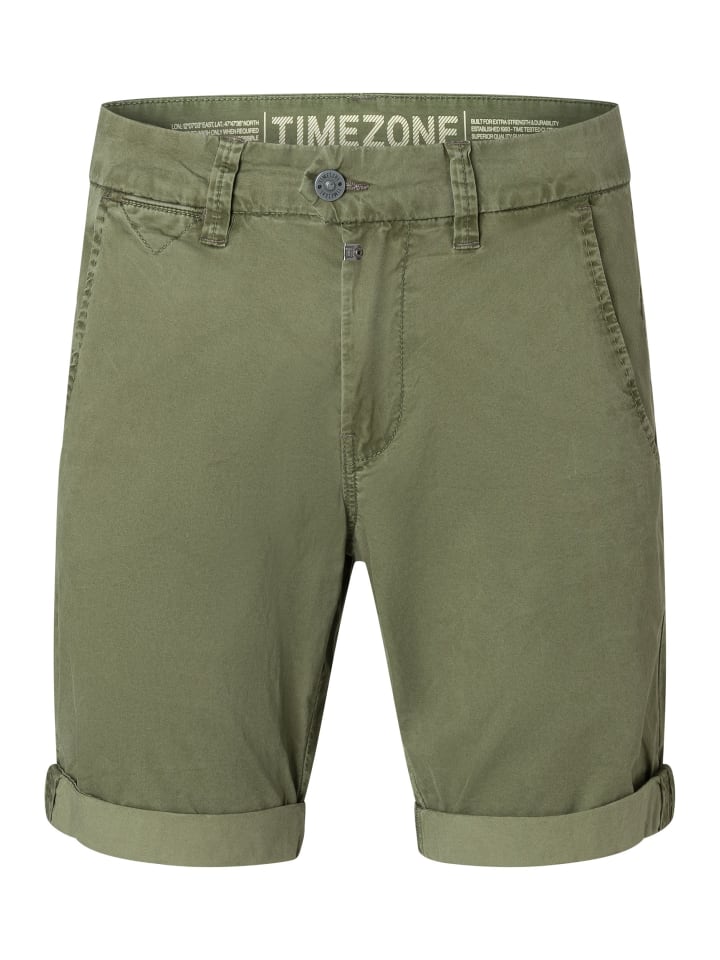 Feine Chino Shorts mit umgeschlagenem Saum in Olive