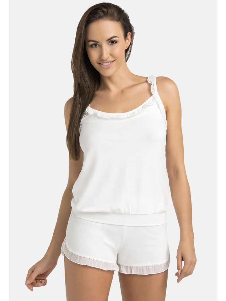 Set: Viskose-Schlafshirt und Shorts Pajama set in ecru