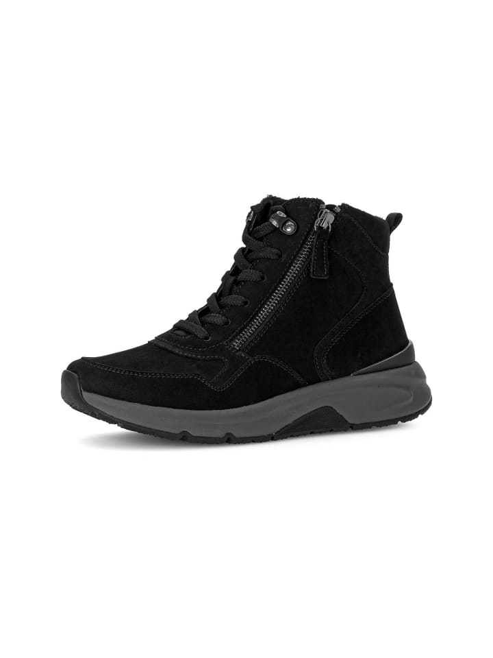 Schnür-, Schlupfstiefel in schwarz