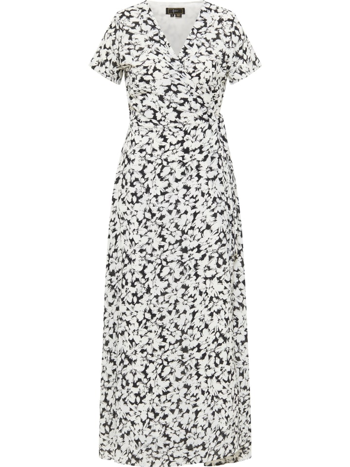 Damen Wickelkleid in Schwarz Weiss