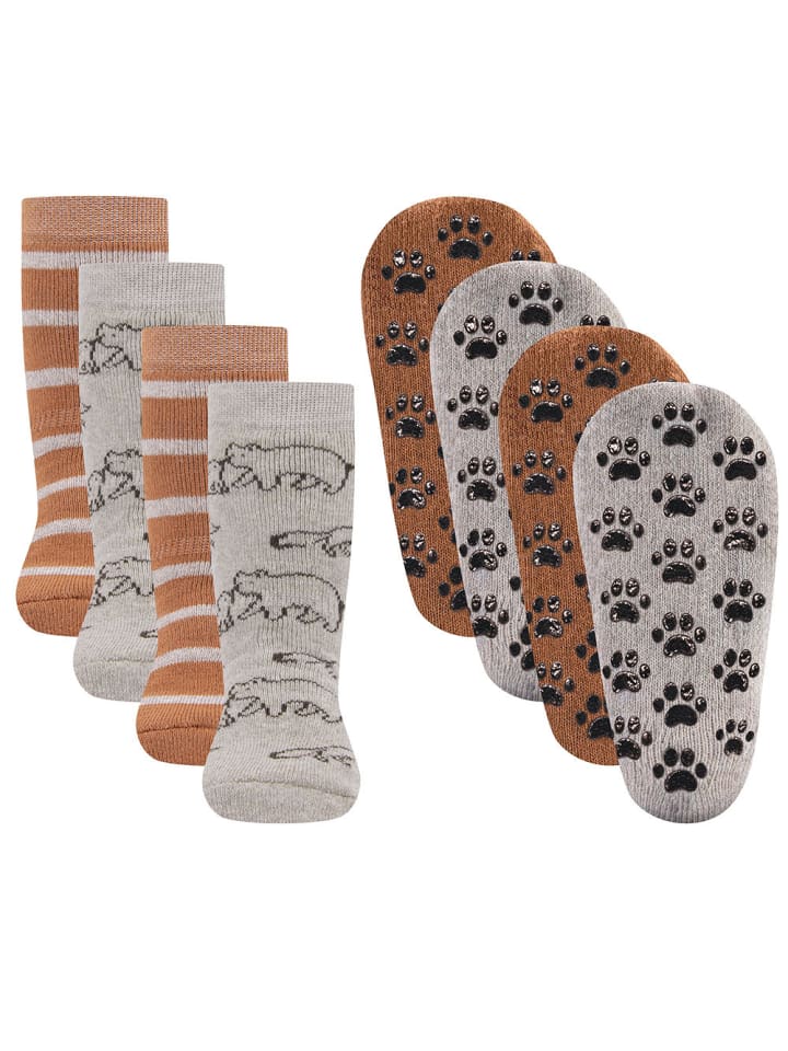 4er-Set Stoppersocken ABS 4er Pack Bär/Ringel in bunt