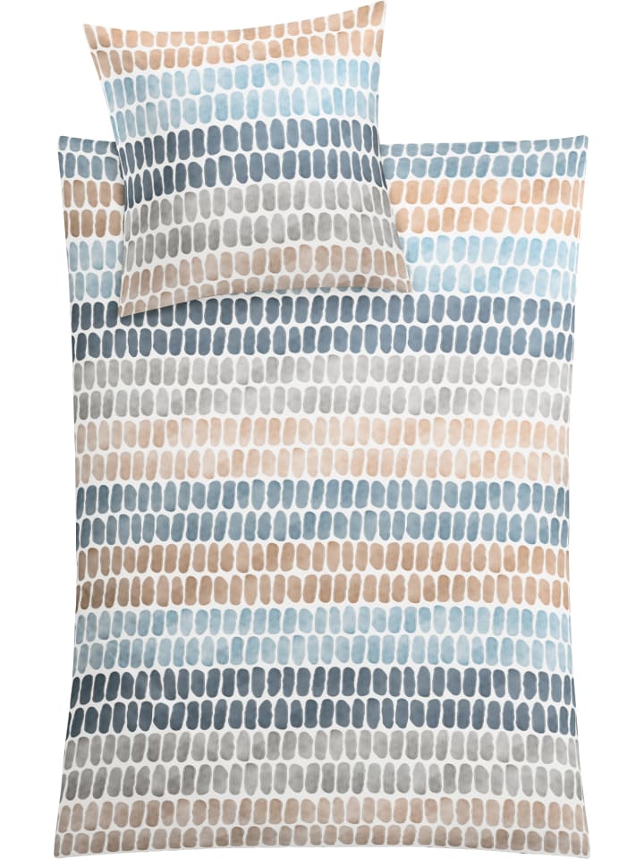 Mako-Satin Bettwäsche in sand-beige-blau