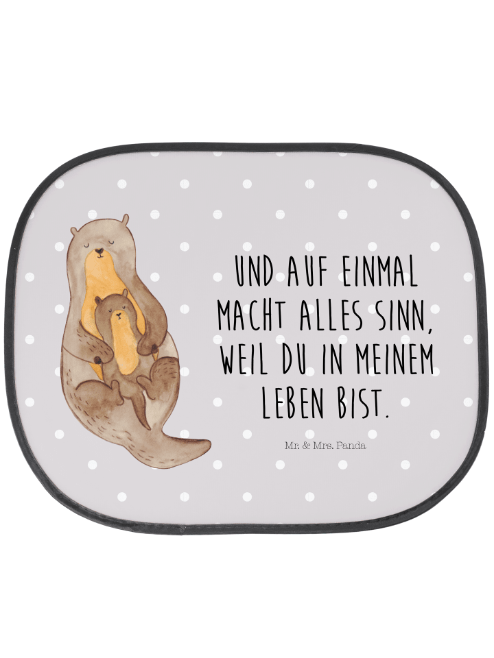 Autoscheiben Sonnenschutz Otter Kind mit Spruch in Grau Pastell
