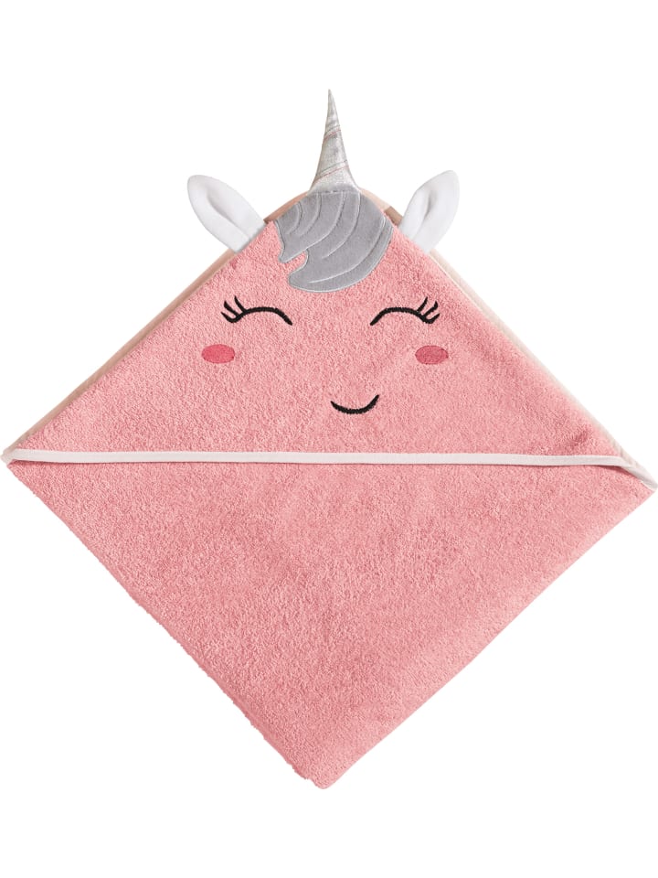 Frottier Kinder-Kapuzenbadetuch Einhorn in rosa