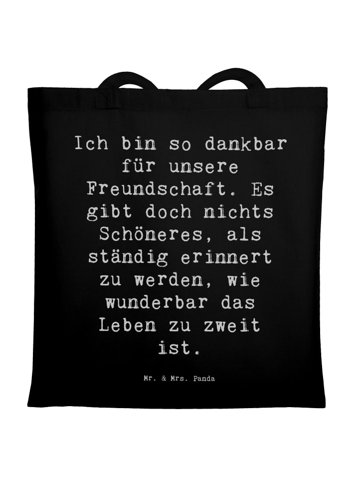 Stofftasche Spruch Dankbarkeit für Freundschaft... in Schwarz