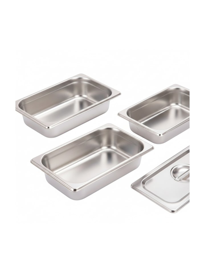 6 x Gastro-Behälter GN 1/3 in Silber - (B)32,5 x (H)6,5 x (T)17,6 cm