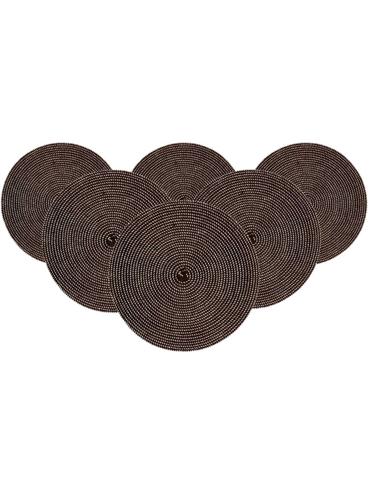 6er Set Platzmatten Looma in Braun ø 36 cm