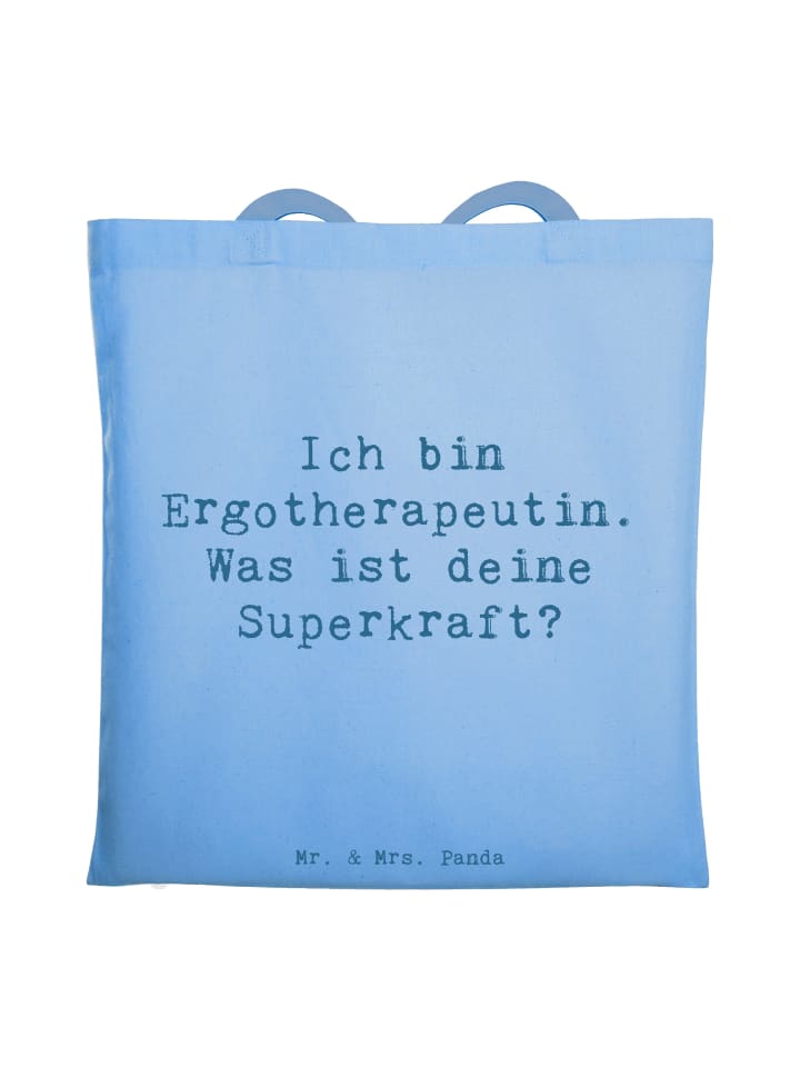 Tasche Spruch Super Ergotherapeutin mit Spruch in Sky Blue