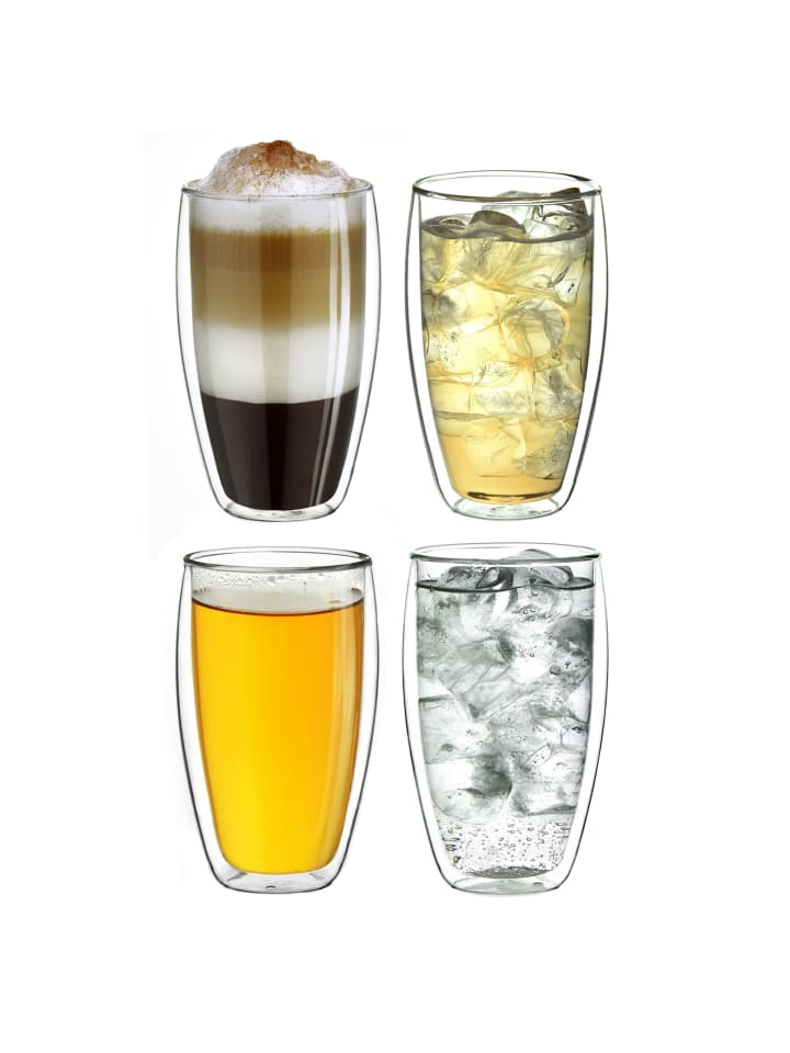 4er Set Doppelwandgläser s-hoch, 250ml Glas