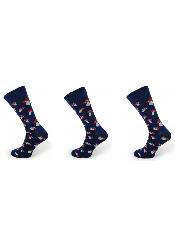 Socken Pilzmuster Baumwollmischung Herrensocken in Navyblau in Navyblau