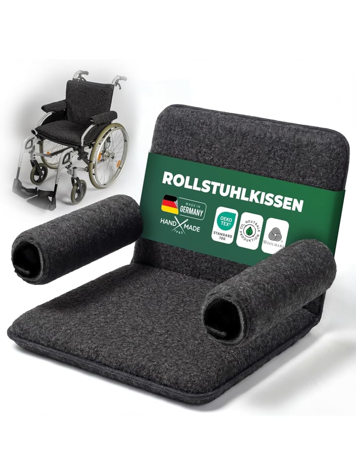 NOVALIV Rollstuhl Komfort-Set anthrazit - Ergonomisches Sitzkissen gep