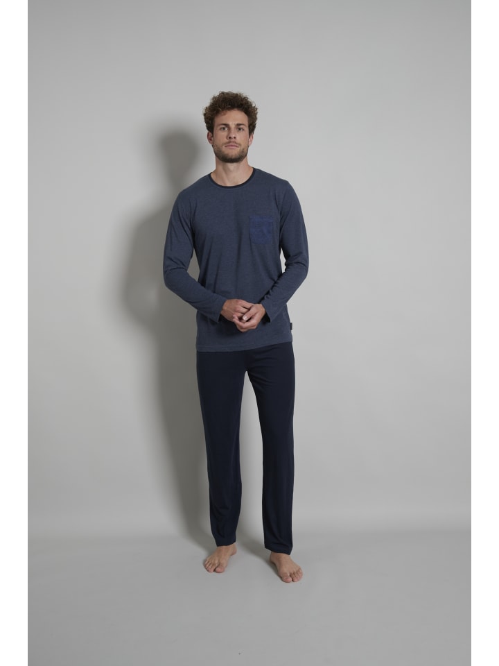 Pyjama Aloha in blau-mittel-melange