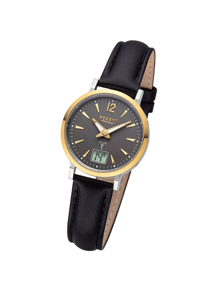 Armbanduhr Regent Funkuhren schwarz extra groß (ca. 30mm)