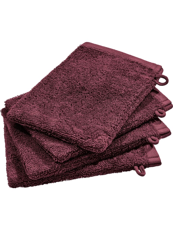 Frottier, Jacquard Waschhandschuh 4er-Pack Sigmaringen in beere