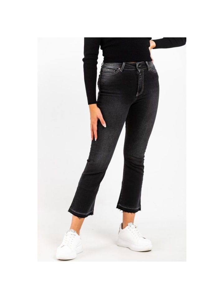 Grau Baumwolle Cropped Jeans