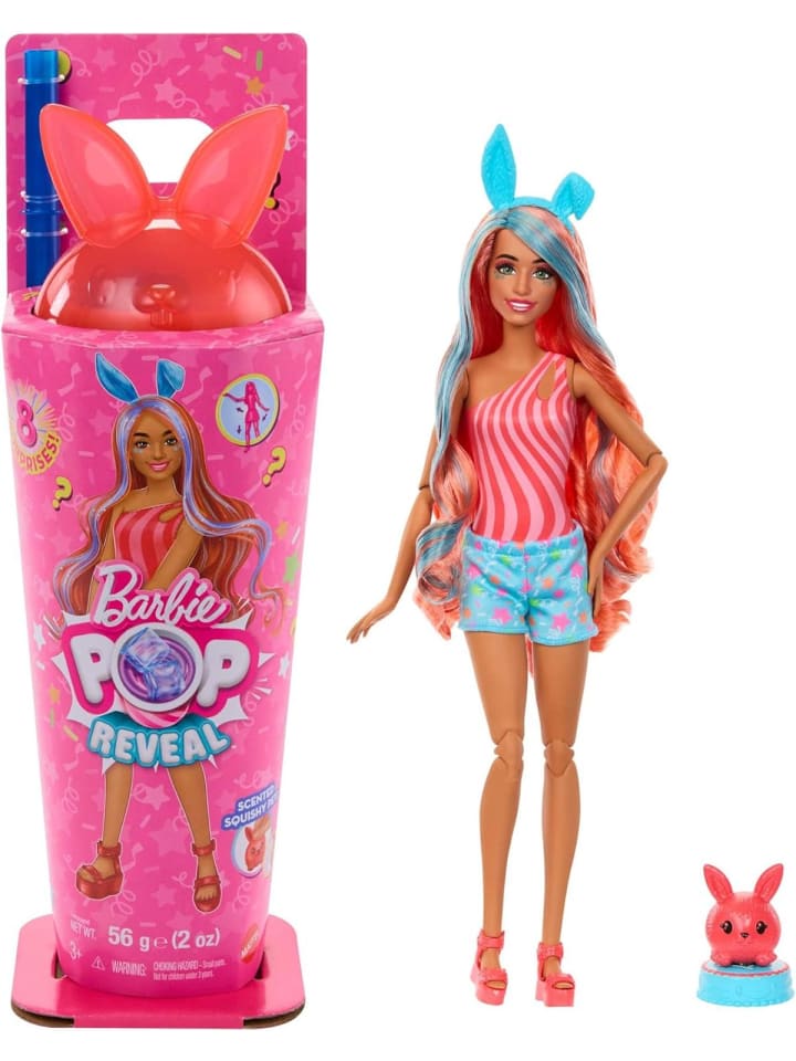 Barbie Pop-Reveal-Set Puppe +Accessoires Shakes-Serie+Überraschungen 3+ JCN87