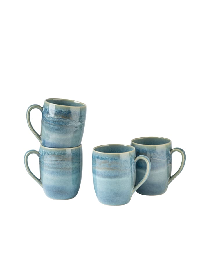 Kaffeebecher-Set, Steinzeug TIEFER SEE in Blau / Grün