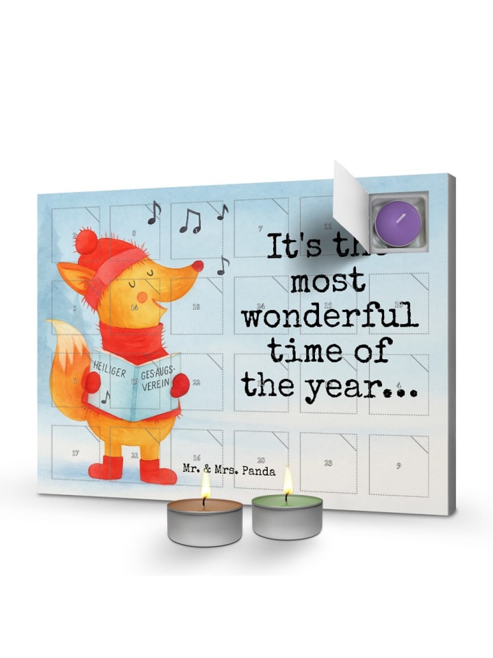 Adventskalender Fuchs Sänger Design mit Spruch in Weiß