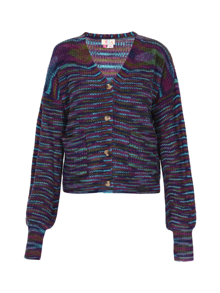 Damen Cardigan in violett mehrfarbig