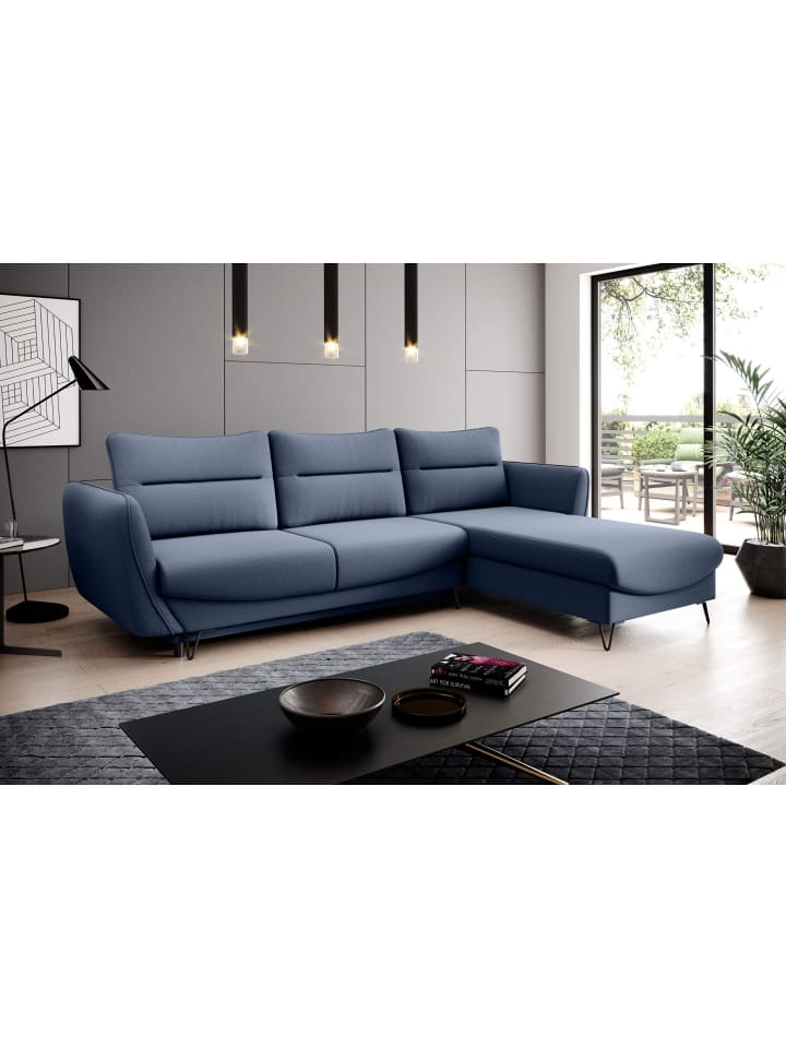 Sonic Recamiere Rechts in Blau - (L) 276 x (B) 276 x (H) 100 cm