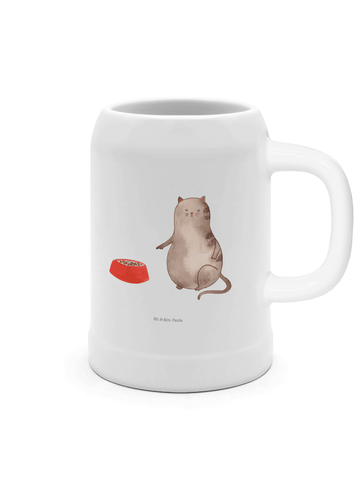 Bierkrug Katze Fressen ohne Spruch in Weiß