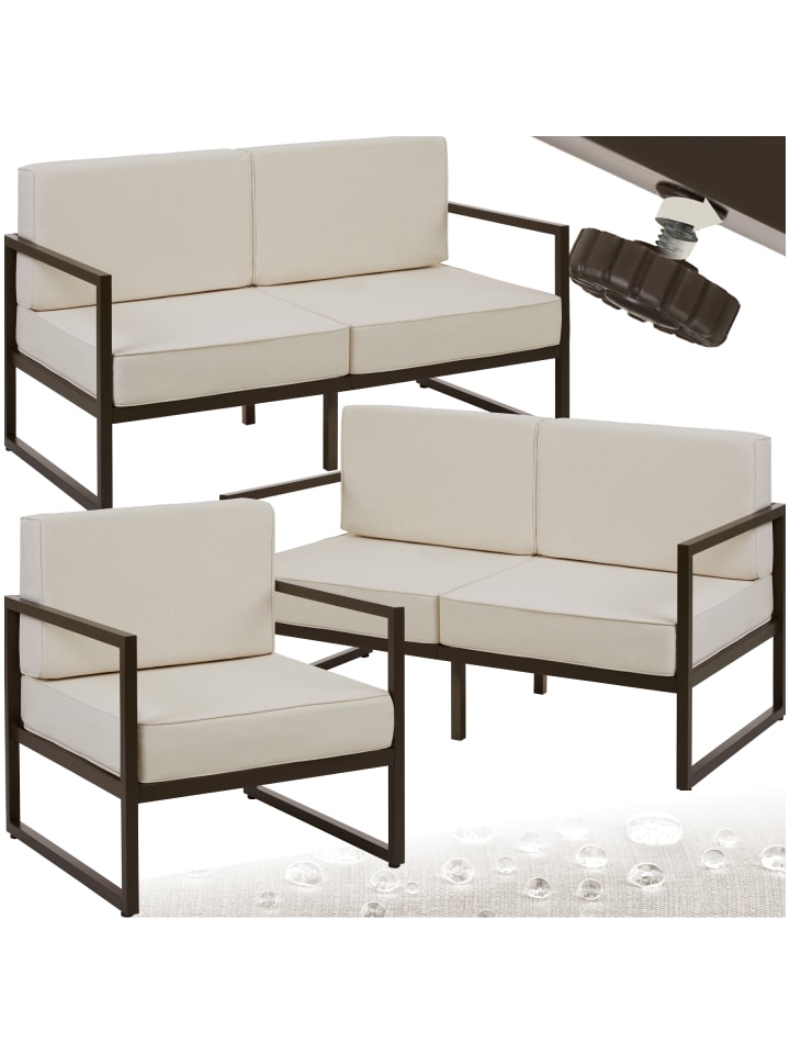 Garten-Loungeset für 5 Personen, höhenverstellbare Füße