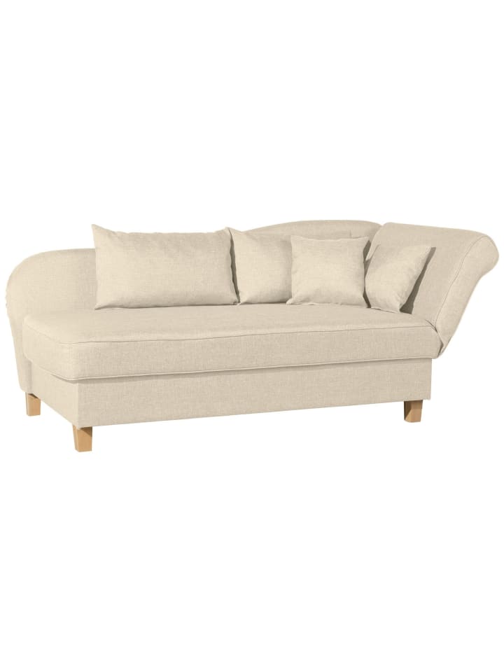 RECAMIERE mit Armteil rechts klappbar Katia Flachgewebe Buche/beige