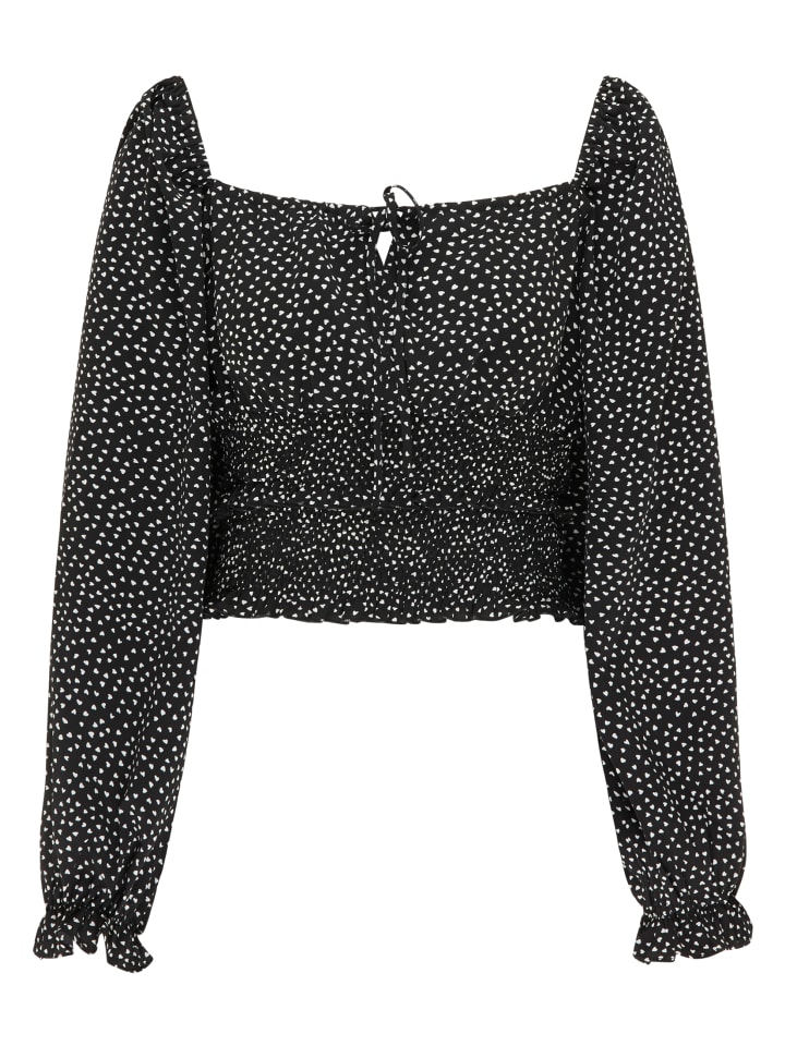 Damen Langarmshirt in Schwarz Weiss