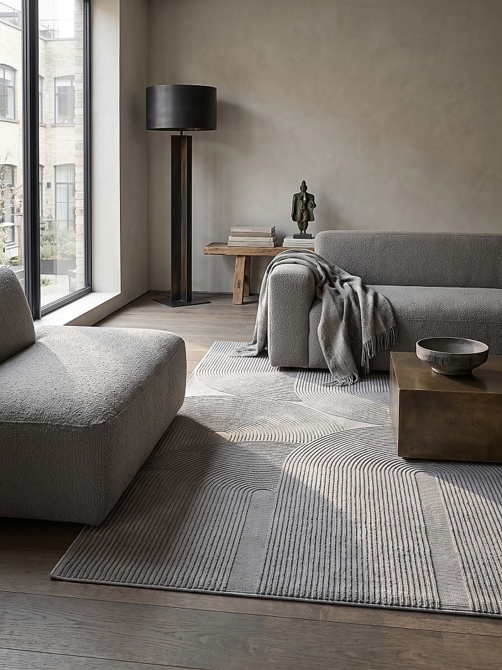 Kurzflorteppich Geometrisch pflegeleicht Wohnzimmer Schlafzimmer Flur in Grau