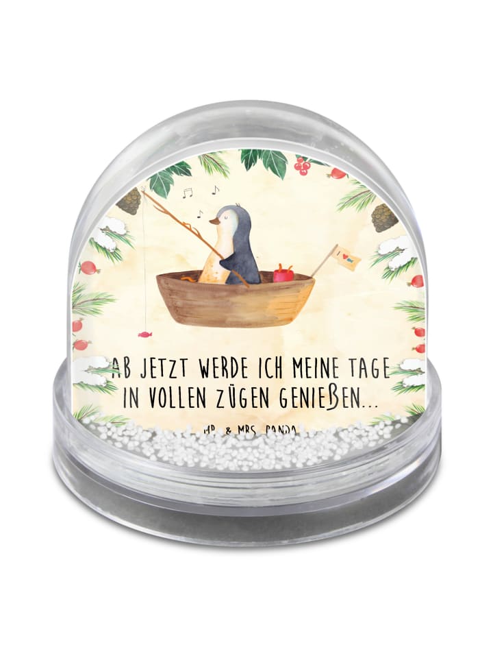 Dekokugel Pinguin Angelboot mit Spruch in Naturpapier