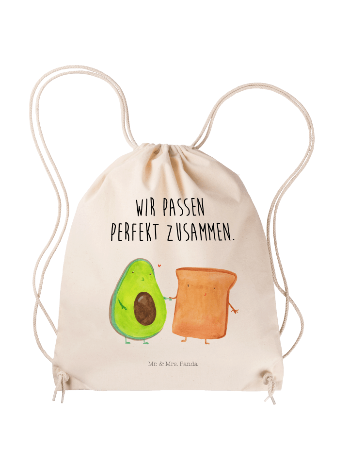 Sportbeutel Avocado + Toast mit Spruch in Creme