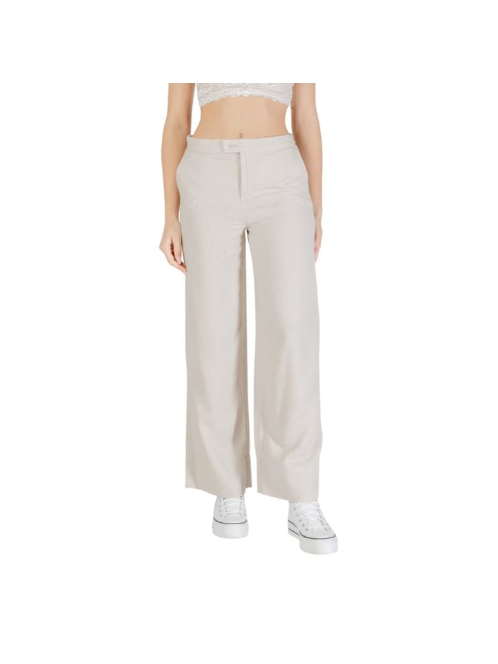Beige Viskose Freizeithose