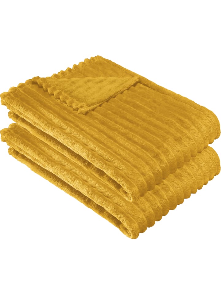 Fleece, Microfaser Wohndecke 2er-Pack Aosta in ocker