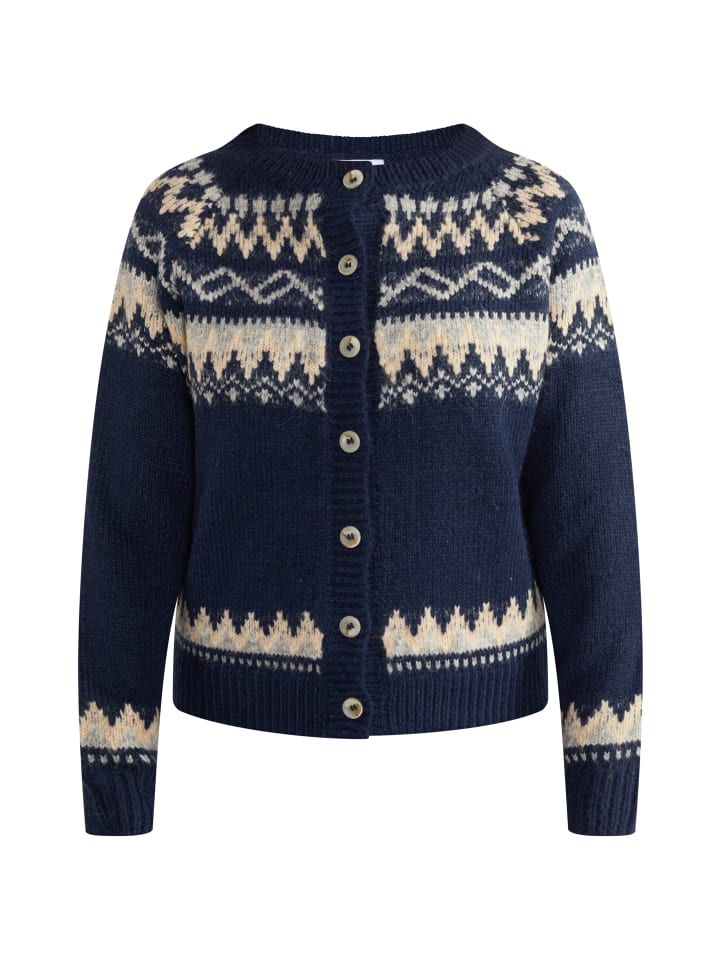 Damen Strickjacke in Navy Grau Beige