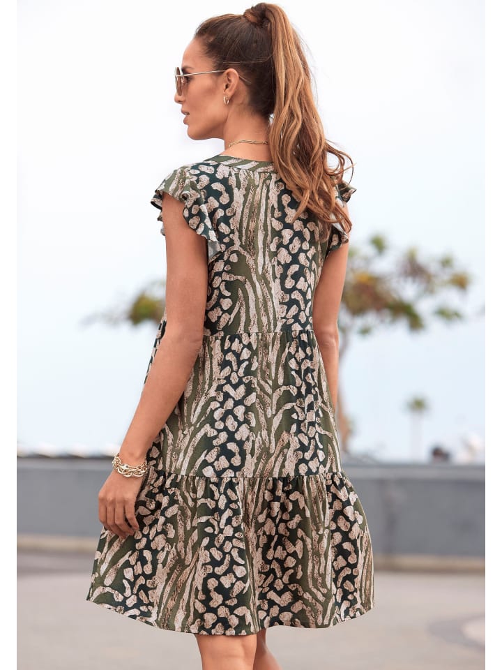 LASCANA Sommerkleid in taupe-grün-bedruckt günstig kaufen | limango