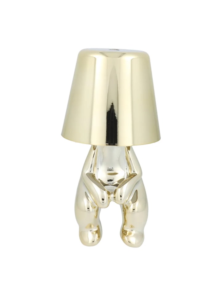 Tischlampe in Gold Nachttisch LED-Beleuchtung sitzender Mann in Gold