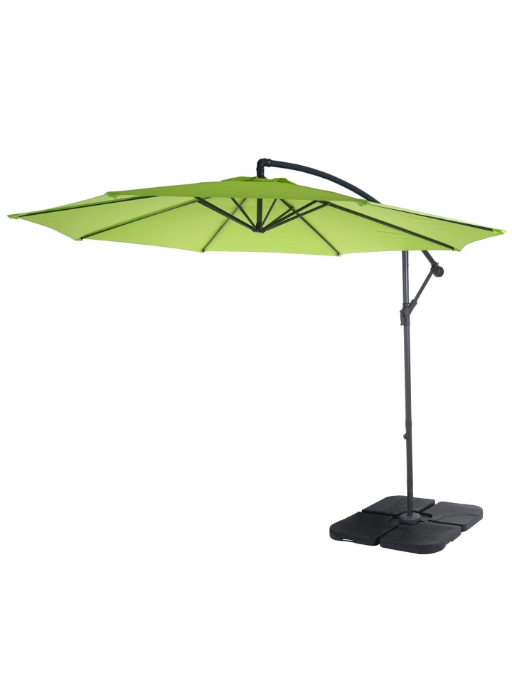 Ampelschirm Terri, Grün-lemon mit Ständer