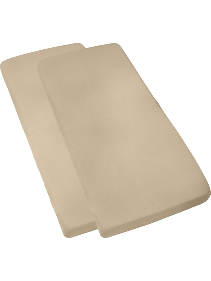 Single-Jersey Kinder-Spannbettlaken im 2er-Pack Murnau in taupe