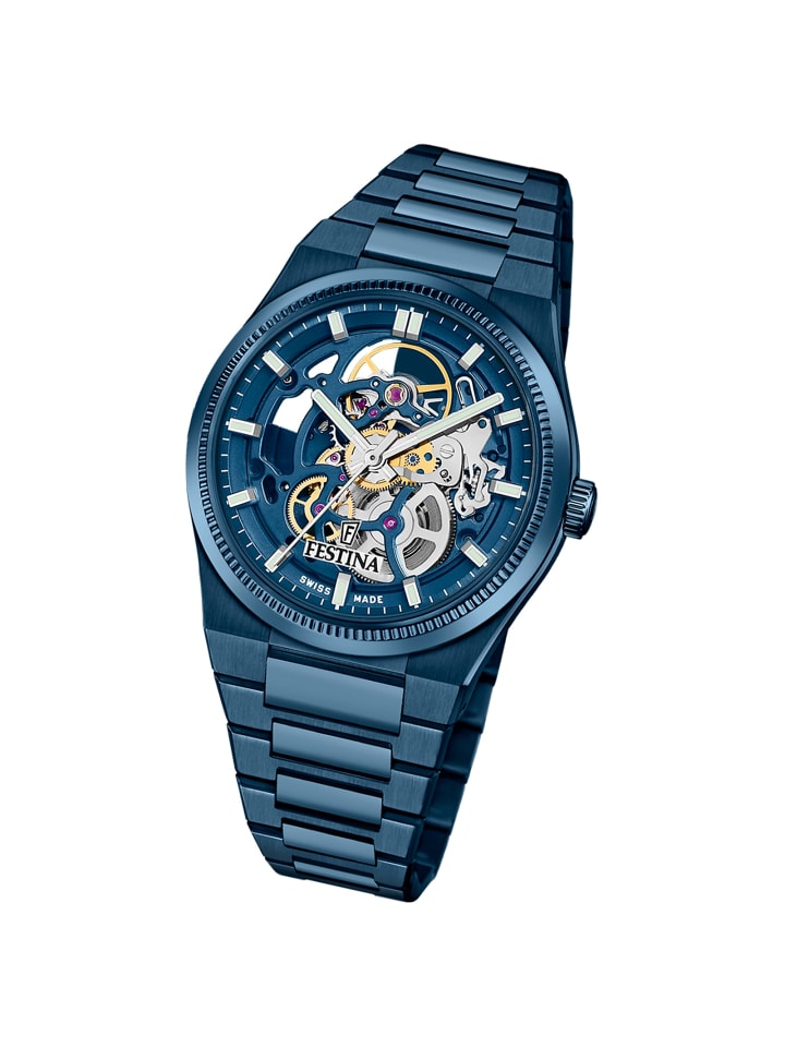 Analog-Armbanduhr Festina Swiss Made blau groß (ca. 40mm)