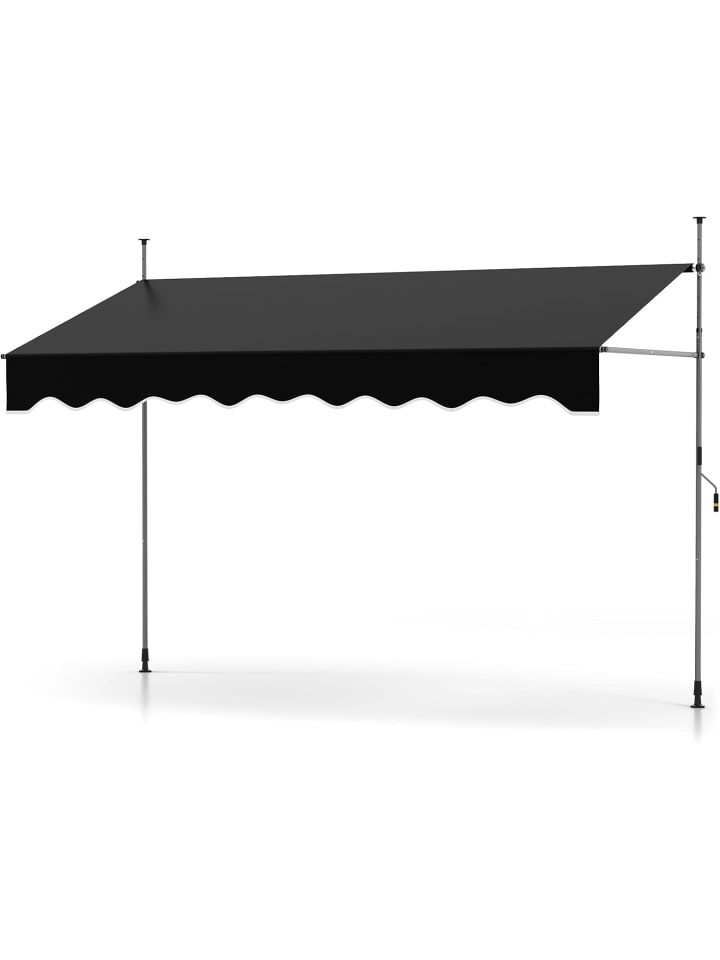 Klemmmarkise 300 cm ohne Bohren in Schwarz