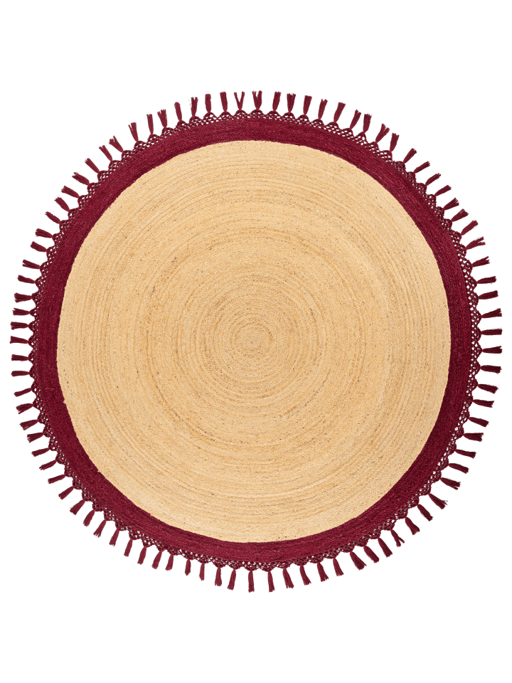 Geflochtener Teppich MARTS in Beige/Rot - (W) 200 x (L) 200 cm