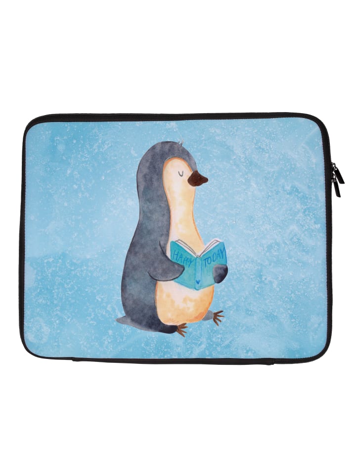 Laptop Tasche Pinguin Buch ohne Spruch in Eisblau