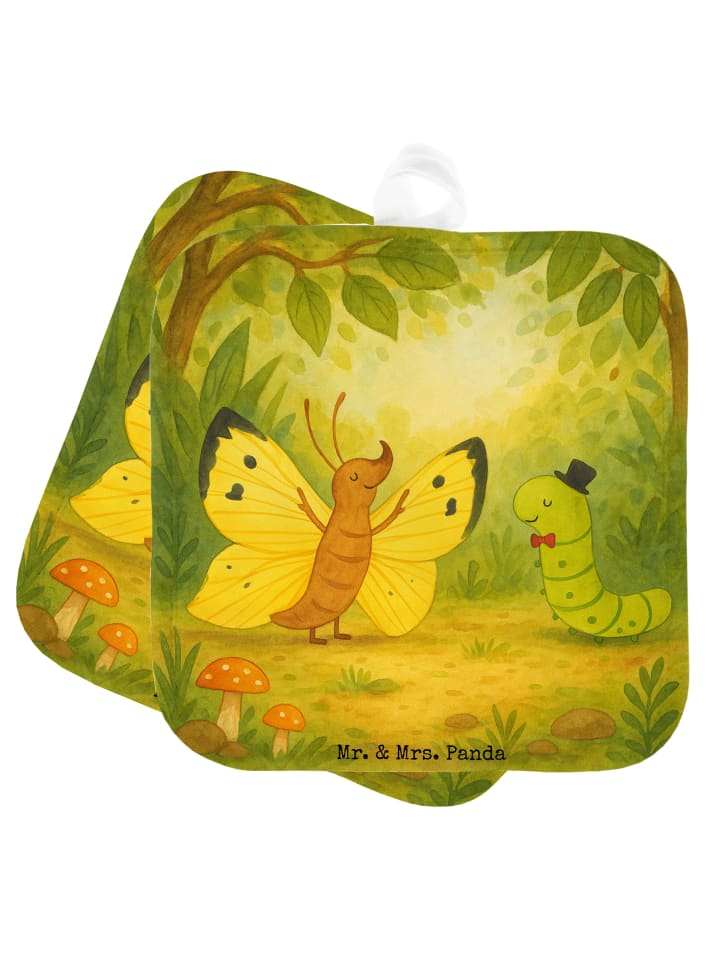 Topflappen Raupe Schmetterling Design ohne Spruch in Weiß