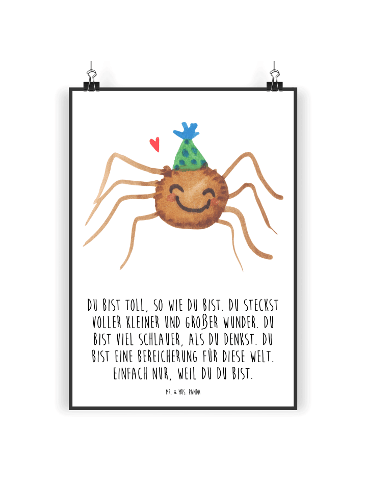 Poster Spinne Agathe Party mit Spruch in Weiß